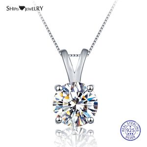 Shipei 100% 925 Sterling Silver Necklace Fine Jewelry 8mm Round Created Moissianite Pendant Necklace for Women Christmas Gift CX200609 224q