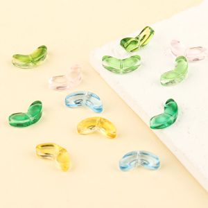 20pcs 14x6mm Charms Bent Leaf Shape Beads Czech Glass Lampwork Beads Diy Loose Spacer Beads For Jewelry Making Handmade Crafts