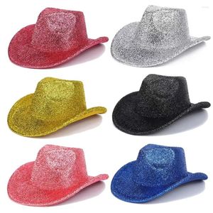 Basker glittrande cowboy hatt scen prestanda bred brim disco cowgirl bedazzled glitter western beach party
