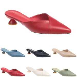 Mode klackar höga sandaler kvinnor tofflor skor gai trippel vit svart röd gul gr 6d2