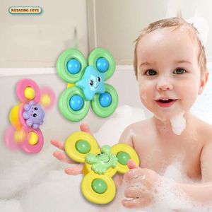 3pcs Suctic Cup Spinner Bath for Kids Sensory Sensory Stress Spinning Education Toys Baby Roting Fidget Gifts L2405