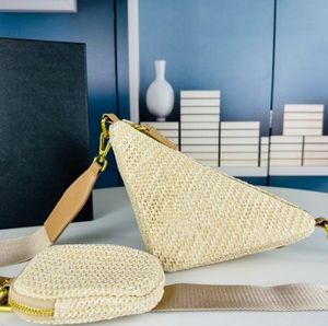 Fashion Women's Crossbody Bags Designer Tote Bags Embroidery Clutch Handbags Purse Summer Underarm Bag Crochet Weave Triangle Travel hand bags