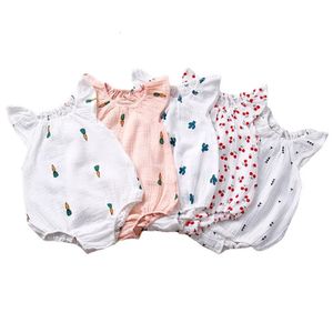 Letnio urodzone niemowlęta dziewczyny romper muślin bawełniany lniany kombinezon moda odzieży 240529