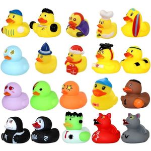 20pcs Cute Bath Toys Swimming Bathing Ducks Squeeze Animal Rubber Toy beach toys Halloween gift L2405