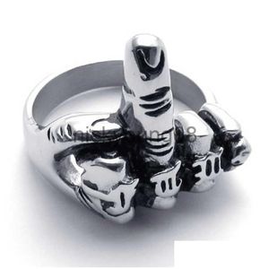 Band Rings Rock Style Ring Trend Vertical Middle Finger Pattern Jewelry For Men Drop Delivery Dhzds