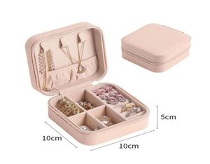 Portable Small Jewelry Box Jewellery Organizer Faux Leather Mini Travel Case Display Storage Cases for girls Rings Earrings Neckla4457263