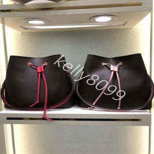 Kvinnors hink axelpåsar escale neonoe crossbody väska äkta läder handväskor justerbar rem nya modepåsar 16 färger #44023 245n