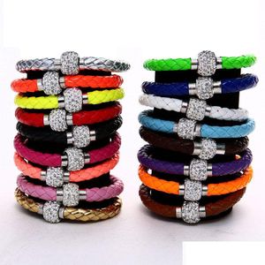 Slap Snap Bracelets Frauen Armband Magnetschnalle Wrap Echtes Leder Strass High Fashion Schmuck Drop Lieferung DHSL7