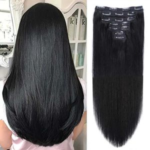 Hair Wefts Doreen Mongolian Hair 100% Human Hair Clip Hair Extension True Natural Hair Clip 120G 14 to 22 7 pieces Jet Black Q240529