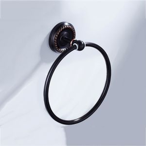 Black Towel Rings Brass Round Towel Hand Holders Wall Mounted Antique Vintage Towels Ring Creative Bathroom Accessories Bronze 2268