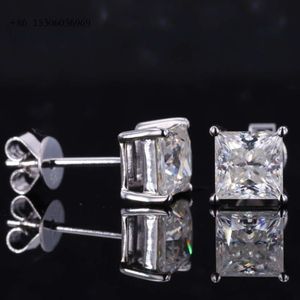 Starsgem 14K Solid Gold Man Made Princess Cut 1デザイナーダイヤモンドIGI証明書ラボ栽培ダイヤモンドイヤリング