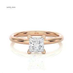 Princess Moissanite Diamond Eternity Engagement Ring 14k Solid Gold Wedding Princess Anniversary Ring For Women