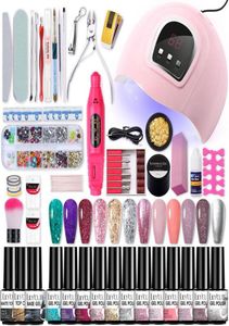 Комплекты для ногтей набор Malycute Manicure набор 1812PCS Гель Полу Полу постоянного замачивания с помощью ультрафиолетовых светодиодных наборов для ламп инструментов 2526189