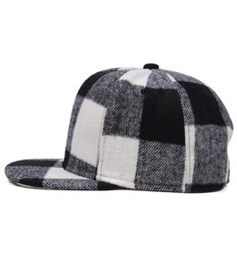 Classic White plaid baseball cap for men adjustable snapback hat hip hop cap womens baseball caps Autumn and winter wool hat6652384