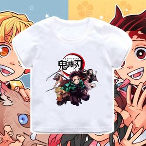 تي شيرتس شيطان slayer t Shirt Kids Kawaii Blade of Ghost Graphic T-Shirt Kimetsu no Yaiba Anime Demon Blade Boys T Shirthkp5392 D240529