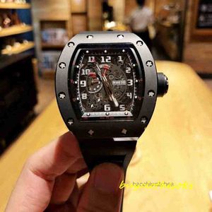 Wrist Watch RM Designer Watch عالية الجودة فاخرة فاخرة نبيذ برميل على شكل علبة التيتانيوم مرآة الياقوت 01DG