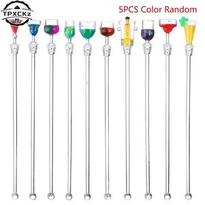 5pcs 23cm Stirring Acrylic Stirrers Kitchen Bar Tool Juice Party Cocktail Drink Mixer Swizzle Stick Wine Agitators Randomly 240529