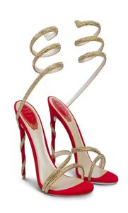 العلامات التجارية الأنيقة Renes Margot Jewel Sandals Shoes for Women Caovillas Pumps Sexy Crystals Strappy High Heels Party Wedding Dress EU34219314