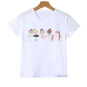 T-shirts Kawaii Girls T Shirts Ballet Dance Girls Cartoon Print Girl Clothes Dancer Tshirt Summer ChildrenS Clothing Tshirt Short Sleeve d240529