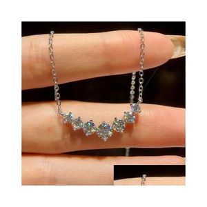 Naszyjniki wiszące drobne biżuterię podwójne serce halo kształt diamentowy moissanite 925 Sterling Sier Sier dla kobiet zaręczynowy upuszczenie Pen Dhhml