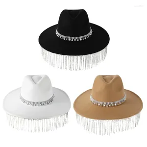 Beralar Rhinestones saçak batı kovboy şapkası tiaras cowgirl geniş kısır kapaklar