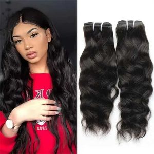 Hår wefts 12A Natural Wave Bundle 100% primitiv indisk mänsklig hårförlängning obearbetad jungfruhårvävande svarta kvinnors naturliga färg Q240529