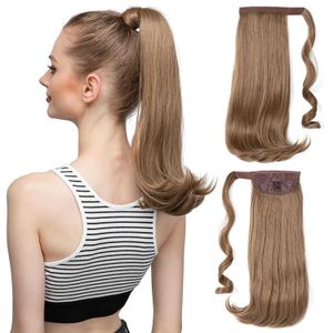 Wig womens ponytail medium long hair slightly curled Velcro wig curly hair ponytail braid