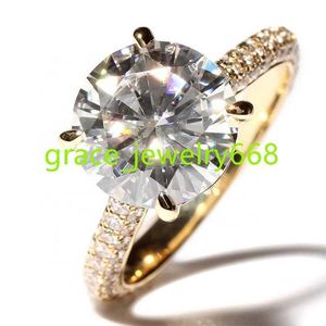 Hot Sale Fashional 14k Anel de diamante de noivado de anel de moissanite de ouro amarelo 14k para mulher