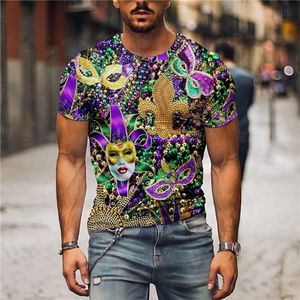 New Summer 2024 trendy mens handsome T-shirt with clown round neck 3D printing holiday carnival casual short sleeved clothing Designer tiger tshirts for menKA19