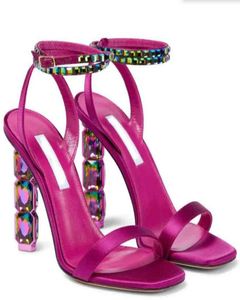 고급스러운 여성 샌들 하이힐 고급 브랜드 디자인 신발 Aura Sandal 105mm 제작자 실험실 장식 Satin Sandals와 Box5867537