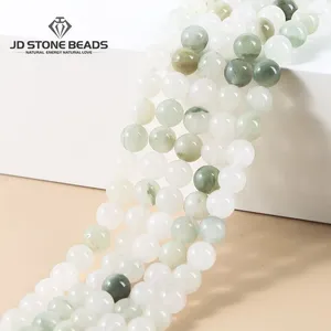 Lösa ädelstenar naturliga stengröna jade pärlor runt distansens smaragd ädelstenar för smycken tillverkning armband halsband örhänge tillbehör