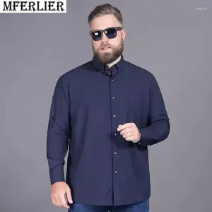 Men's Dress Shirts Autumn Spring Winter Men Formal Long Sleeve Shirt Plus Size 12XL 10XL 78 76 74 72 70 Business Office Pockets