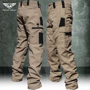 Męskie spodnie noszą odporne na pant man multi-kieszeni proste spodni spodni na zewnątrz do joggingu spodnie wiosenne jesienne spodni Q240529