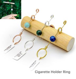 Gruby i cienki podwajający pierścień uchwytu papierosowego Kreatywny stojak na dym zapobiega wędzone palce żółte MP1368226411