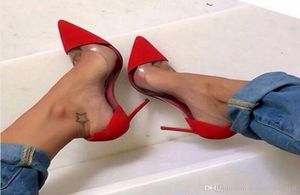 Fashion women Casual Designer Lady Red Suede real leather new pointy toe high heels pumps shoes praty shoes bride shoes 10cm7912500