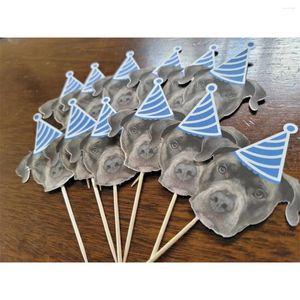 Party Supplies Birthday Pawty Dog 12 Count Custom Face Cupcake Toppers First Pet 21st 30th 50th Bachelorette