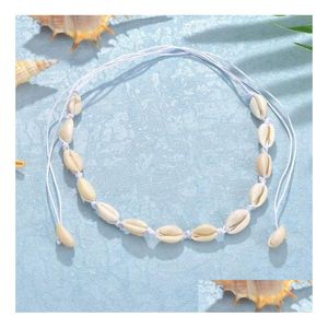 Chokers Shell Choker Naszyjnik biżuteria łańcuch frędzki plażowe dla kobiet Korlar Drop Naszyjniki wisiorki dh0xz