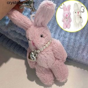 Plush Keychains Y2K Cartoon Rabbit Keychain Womens Pink Plush Doll Heart shaped Pendant Keychain Mini Fill Rabbit Toy Bag Decoration Jewelry GiftS2452804 s2452909