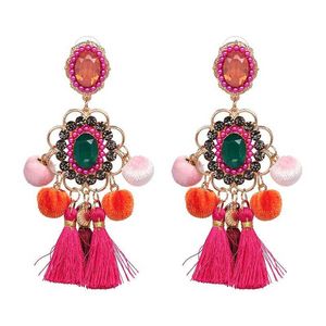 Örhängen heta varumärke Drop Hairball Earring Crystal Tassel Big Earring Dingle Boho Charm Stor Long Brinco Wedding Ear 230831