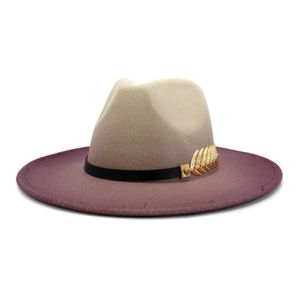 Szerokie brzegowe czapki 2022 Brązowy medal Ladies Wełełny retro trilby poczuł, że fedora hat dżentelmen elegancki zimowy jesienny jazz 3346