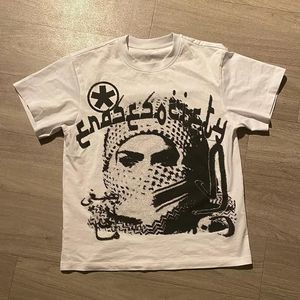 Y2K Cotton Tshirt Grunge Goth Harajuku grafisk tryck Oneck Tee Hip Hop Streetwear Loose Short Sleeve Punk Vintage Top 240521