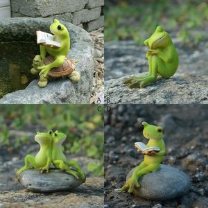 Harzfroschstatue Figur Innen im Freien im Freien Miniatur Landschaft Fairy Garten Dekor Desktop Dekoration 240528