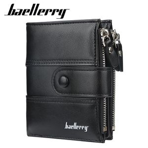 Carteiras Baellery Men Fashion Burse Short com bolso de moeda Vintage Double Zipper Wallet Male Holder W021 277L