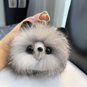 Plush Keychains 2024 Real Fox Fur Keychain Natural Plush Pom Ball Womens Bag Pendant Luxury Car Keychain Metal Pendant Cute Cat Girl Gift S2452802