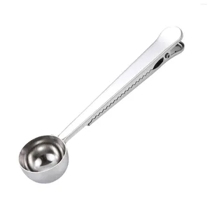 Scolle di caffè da 2 in 1 cucina cucina clip per scoop argento in acciaio inossidabile facile pulito misurazione di bevande istantanei portatili per manico lunghi fagioli