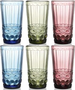 Färgade vattenglasögon vintage dricksglasögon präglade romantiska glasögon färgade glasvattenjuice drycker barer6126613