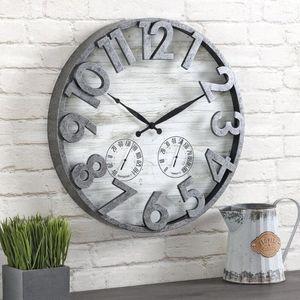 Relógios de parede escura Silverlaplap Outdoor Clock Farmhouse Analog 18 x 2,5 em