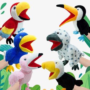 Fingerspielzeug Eltern-Kind-Interaktion Handpuppenspielzeug süßer Papagei Flamingo Serie Plüsch Puppen Baby beruhigend Schlafenszeit Storytelling Hand Puppet D240529