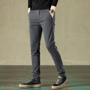 Solid Color Casual Pants 2023 Autumn Winter New Men Thick Straight-leg Slim Trousers Male Brand Clothing Black Grey