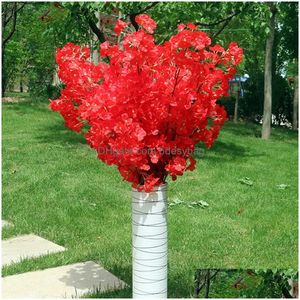Decorative Flowers & Wreaths 120 Heads Vertical Silk Artificial Cherry Blossom Valentines Day Gift Wedding Decor Trees Fake Flower Bou Dhsz8
